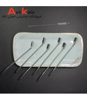 قاشق شربت خوری نی دار استیل