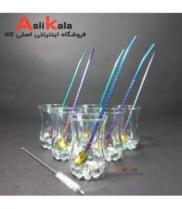 قاشق شربت خوری نی دار استیل