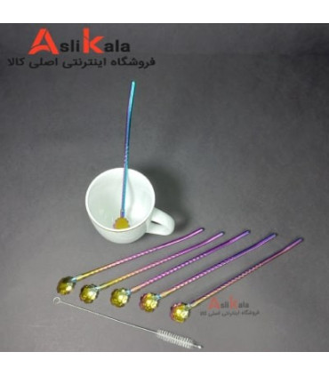 قاشق شربت خوری نی دار استیل