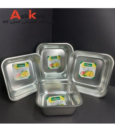 لگن مربعی 4 پارچه استیل نگیر برند یونیک