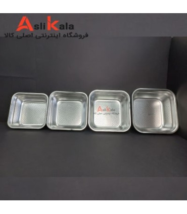 آبکش مربعی 4 پارچه استیل نگیر برند یونیک