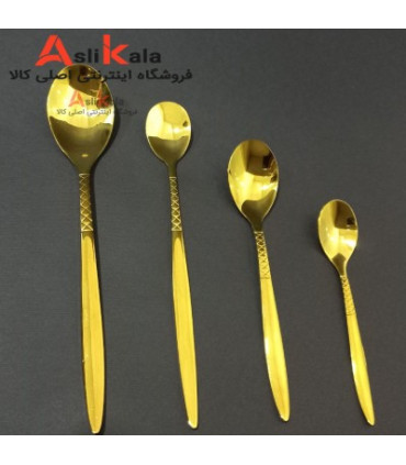 سرویس قاشق چنگال برند یونیک 24 نفره 120 پارچه مدل دهنه اروپایی طلایی