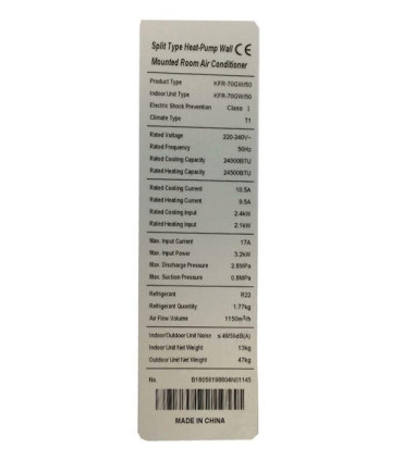 کولر گازی 30 هزار جنرال مدل GNR-30GW AA 30000BTU